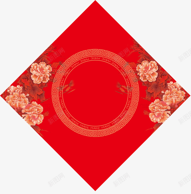 红色中国风花朵墙贴png免抠素材_新图网 https://ixintu.com 中国风墙贴 新年 新春 春节 牡丹花 红色花枝