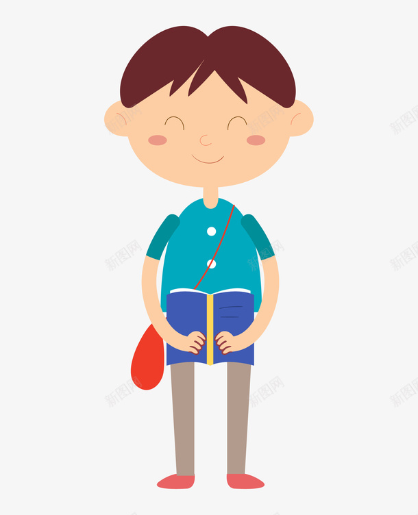 手绘卡通手拿书本的学生png免抠素材_新图网 https://ixintu.com 上学 书包 卡通 开学 手拿书本的学生 手绘 男生