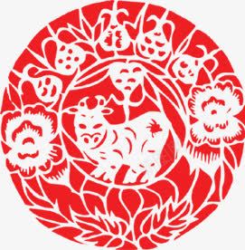 牛年剪纸贴花元素png免抠素材_新图网 https://ixintu.com 元素 剪纸 牛年 设计 贴花