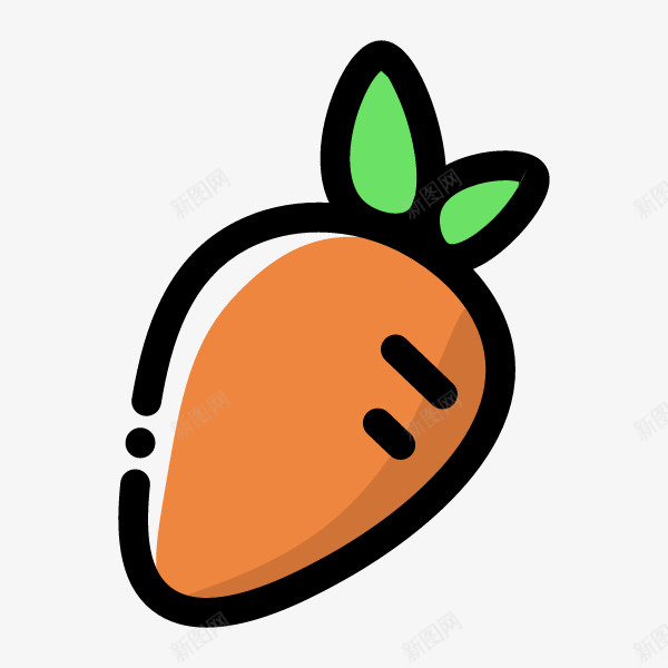 卡通胡萝卜png免抠素材_新图网 https://ixintu.com 一棵 卡通 叶子 手绘 橘色 简图 绿色 胡萝卜 蔬菜