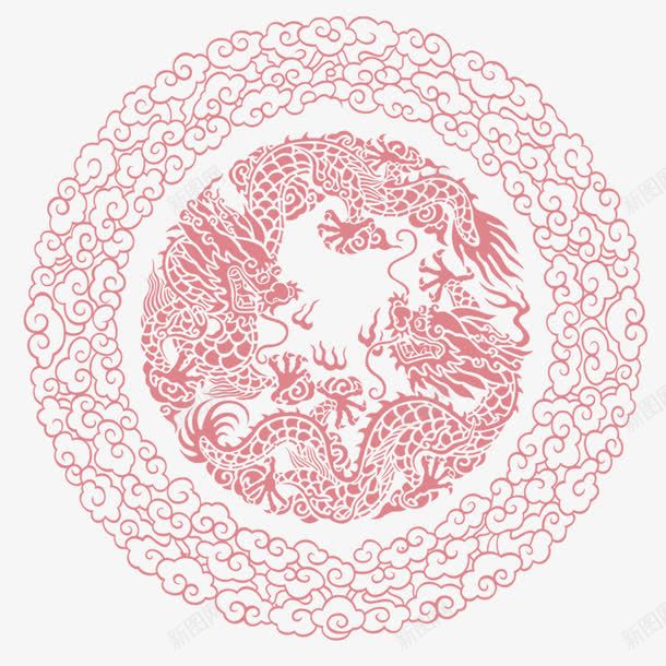 古风花纹png免抠素材_新图网 https://ixintu.com 二龙戏珠 云纹 祥龙图案 红色 线条龙纹 高贵古典 龙纹
