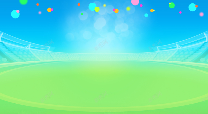 绿色足球场清新平面广告jpg设计背景_新图网 https://ixintu.com 凉爽 夏季 平面广告 彩色气球 清新 环保 绿色背景 草坪 足球场