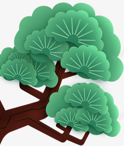卡通松树枝叶简图png免抠素材_新图网 https://ixintu.com 卡通 叶子 手绘图 松树 树叶 树木 植物 绿植 雪松木