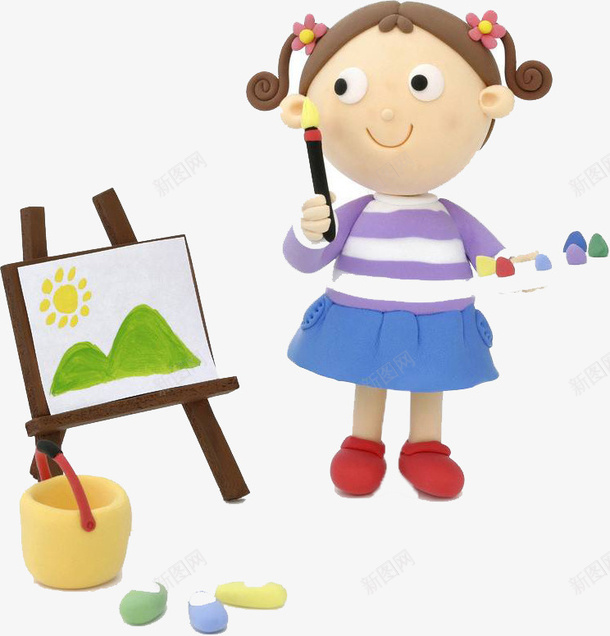 卡通开心上美术课的学生png免抠素材_新图网 https://ixintu.com 卡通 可爱 女孩 学生 孩子上课 开心 彩色 画板 美术