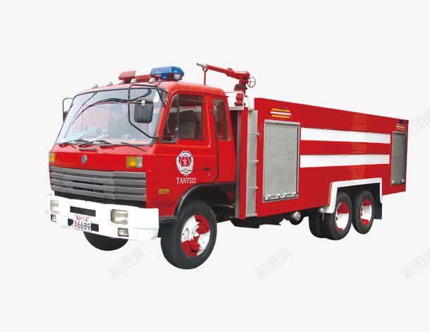 红色消防车png免抠素材_新图网 https://ixintu.com 产品实物 汽车 消防车 红色 警号灯 车业 轮胎