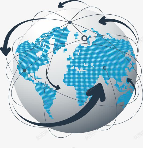 地球矢量图ai免抠素材_新图网 https://ixintu.com 创意 地球 环绕 科技 箭头 矢量图