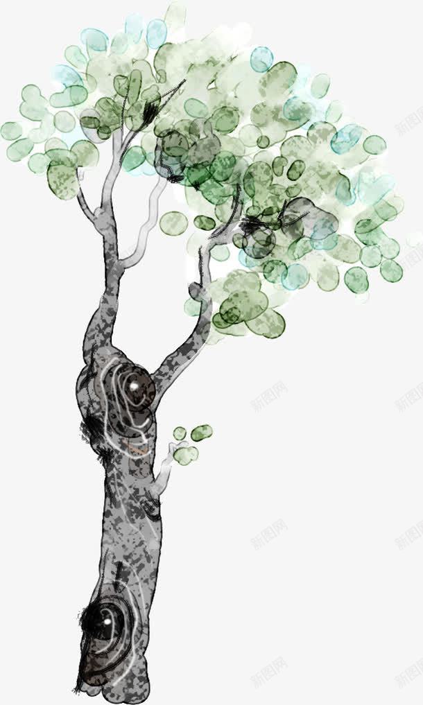 蓝绿色手绘水彩植物png免抠素材_新图网 https://ixintu.com 植物 水彩 蓝绿色