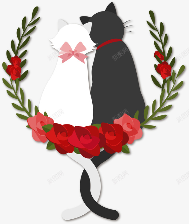婚礼装饰小猫情侣png免抠素材_新图网 https://ixintu.com 头靠头 婚礼装饰 小猫情侣 爱情 猫咪情侣 猫咪背影