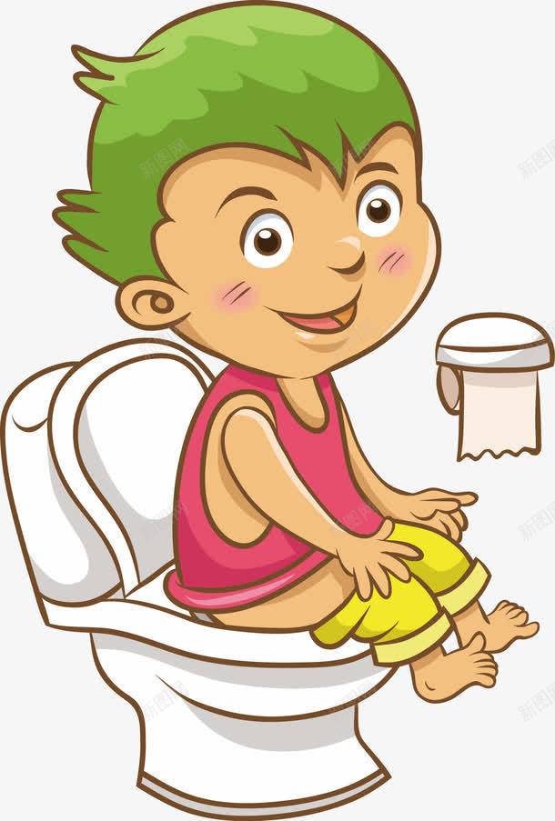 上厕所的小男生png免抠素材_新图网 https://ixintu.com 动漫脸 卡通人物 如厕 方便 马桶 马桶卡通