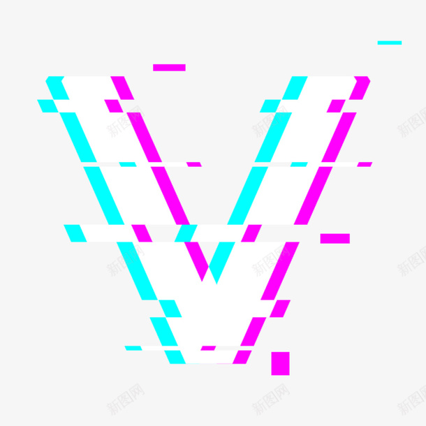 抖音风格英文字母Vpng免抠素材_新图网 https://ixintu.com logo 彩色叠加 抖音图标 抖音贴图 抖音风格 紫色 英文字母V 英文字母大写V 蓝色 蓝色紫色叠印