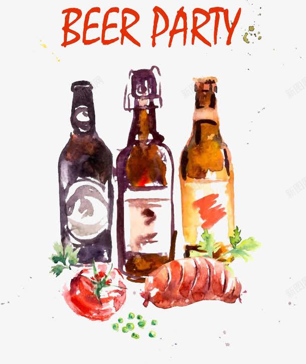 卡通啤酒与面包番茄png免抠素材_新图网 https://ixintu.com 手绘 水彩啤酒瓶 番茄 美味 美食 酒水 酒瓶 酒瓶PNG免抠元素 面包