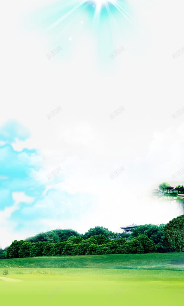 春天的阳光png免抠素材_新图网 https://ixintu.com 光弧 日光 绿草地 草地