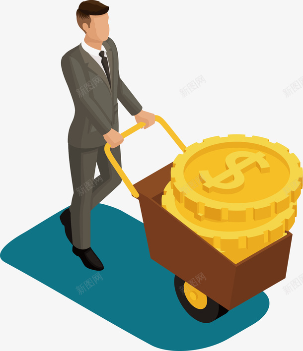 挣钱的人矢量图ai免抠素材_新图网 https://ixintu.com 批发商 批发商场让你放心让你省钱 批发商扁平 批发商行 挣钱 推车 矢量图