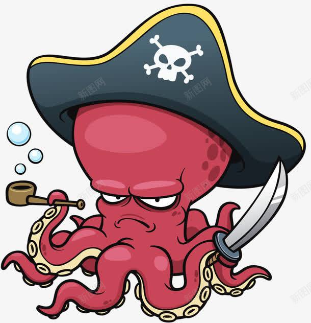 海盗小章鱼png免抠素材_新图网 https://ixintu.com 动画 卡通 小刀 章鱼