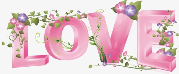 love立体艺术字体png免抠素材_新图网 https://ixintu.com 七夕 情缘 浪漫 爱情 牵牛花 粉色