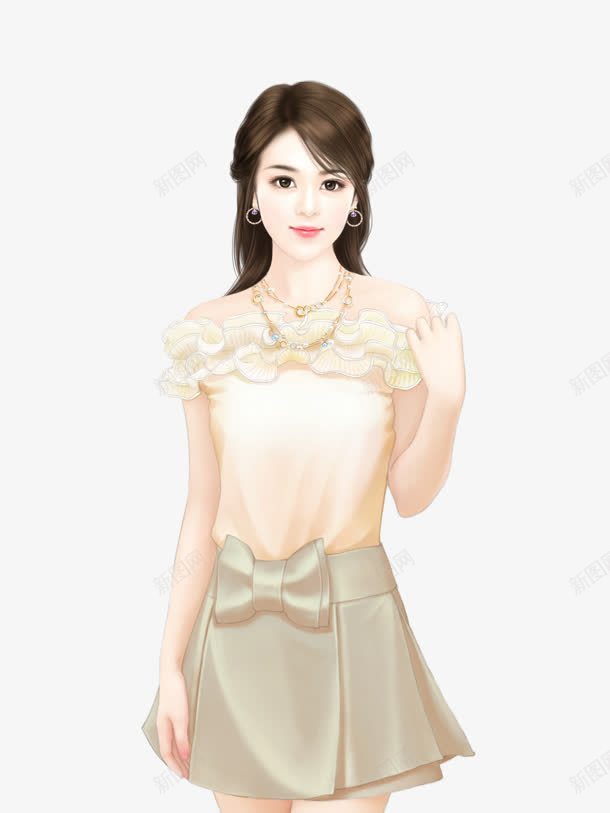 手绘校花女学生美女png免抠素材_新图网 https://ixintu.com 学生 美女