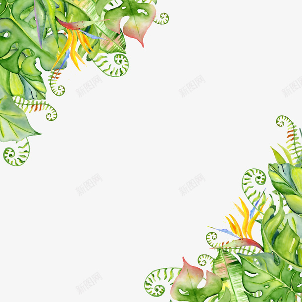 创意绿色植物叶子边框png免抠素材_新图网 https://ixintu.com 卡通手绘 叶子 小清新 植物 水彩 绿色 花卉 花朵 花环 鲜花