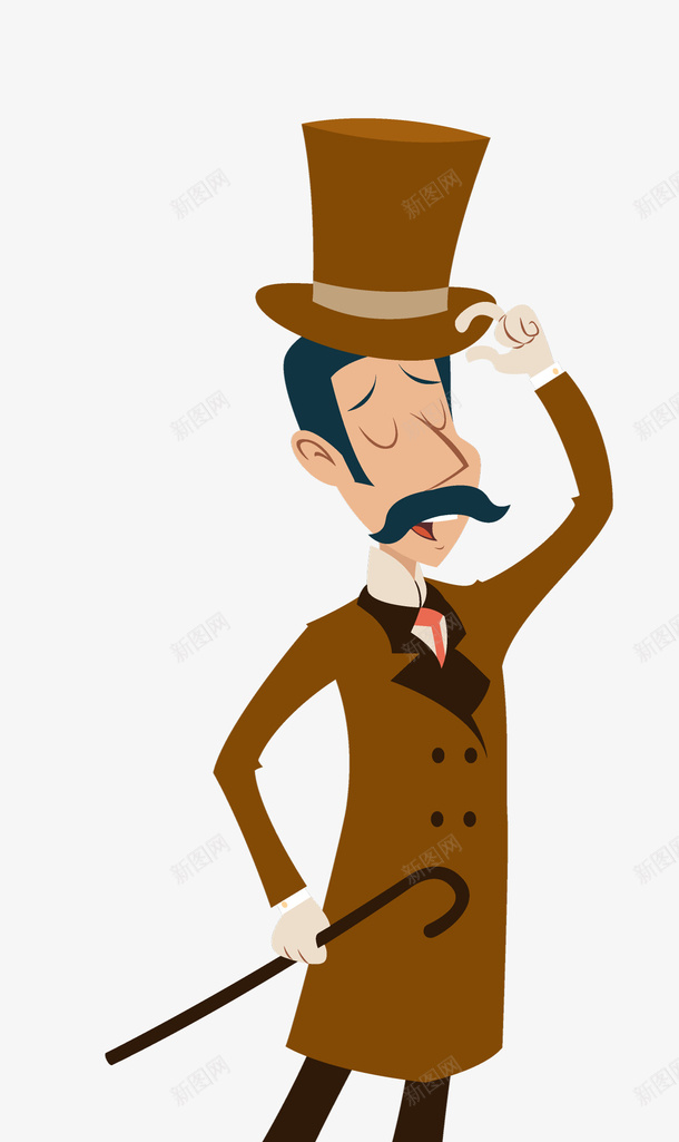 手绘卡通戴礼帽绅士png免抠素材_新图网 https://ixintu.com PPT制作设计 卡通人物 卡通绅士 戴礼帽 手杖 拿文明棍 海报设计 男爵 绅士拐杖 绅士风度 英国男人 贵族 贵族礼仪
