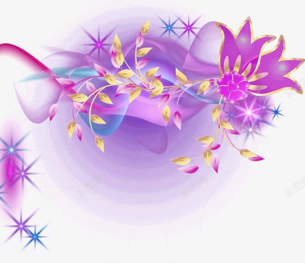 梦幻光效花朵png免抠素材_新图网 https://ixintu.com 光晕背景 梦幻炫光光效花朵 梦幻炫光背景装饰 紫色光效花朵