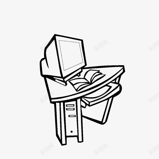 电脑桌简笔画png免抠素材_新图网 https://ixintu.com 家居简笔画 手绘 电脑桌简笔画 线稿 黑色线条
