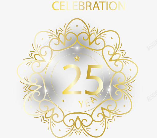金色欧式花藤25周年png免抠素材_新图网 https://ixintu.com 25周年 周年 欧式花藤 矢量png 金色25 金色花藤