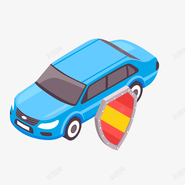 卡通汽车保险png免抠素材_新图网 https://ixintu.com 保险 保障 卡通 汽车 盾牌 车辆设计 车险