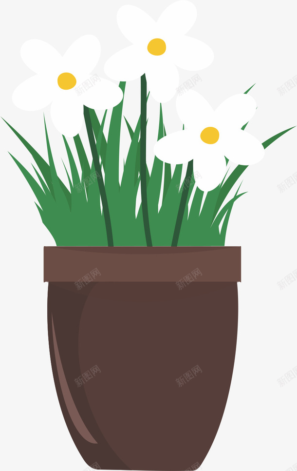 欧式花盆矢量图ai免抠素材_新图网 https://ixintu.com 植物 欧式花盆 盆栽 绿草 花朵 矢量图