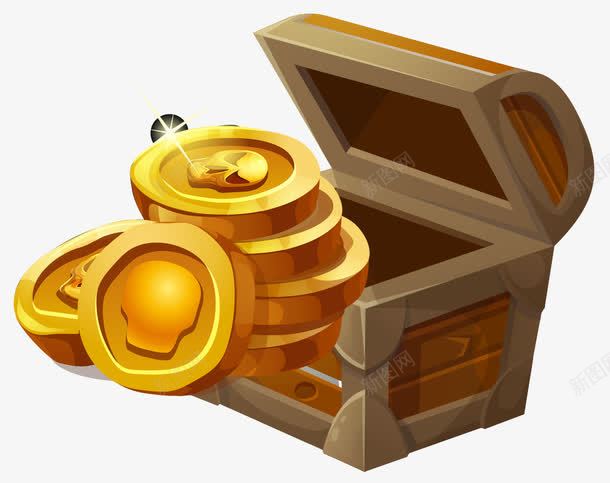 金币箱子图标png_新图网 https://ixintu.com 宝物 宝箱 宝藏 游戏UI图标 金币 金钱 钱币 黄金