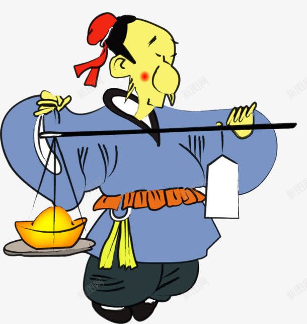 诚信买卖插图png免抠素材_新图网 https://ixintu.com 免费png 免费png素材 古人 插图 称 金子