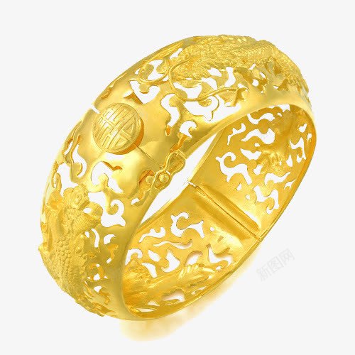 周生生黄金手镯足金通花龙凤婚嫁png免抠素材_新图网 https://ixintu.com 产品实物 双十一宝贝 电商产品