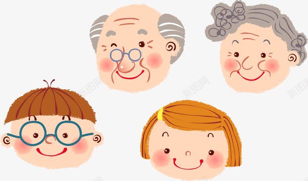 可爱爷爷奶奶与孩子手绘卡通头像png免抠素材_新图网 https://ixintu.com 卡通头像 可爱 奶奶 孩子 手绘 爷爷 老人与孩子头像插图 老人和孩子 老夫老妻