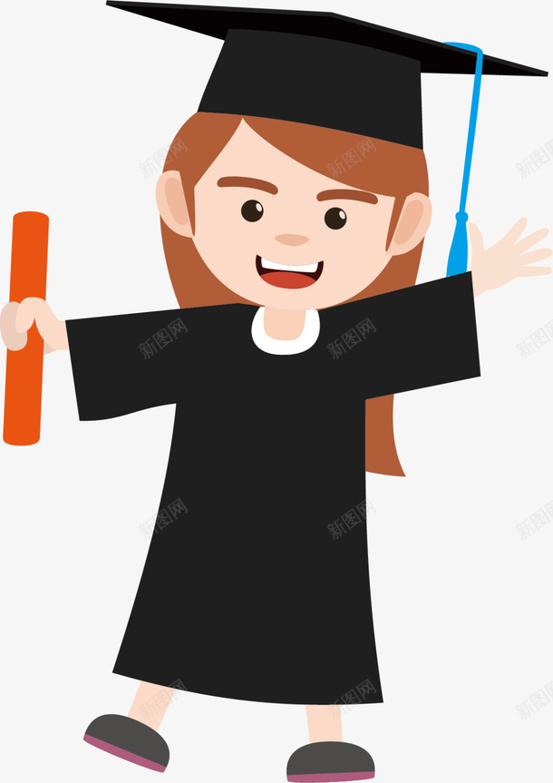 毕业季毕业的女孩png免抠素材_新图网 https://ixintu.com 学生 学识 戴着博士帽 毕业季 毕业的女孩 黑色博士帽