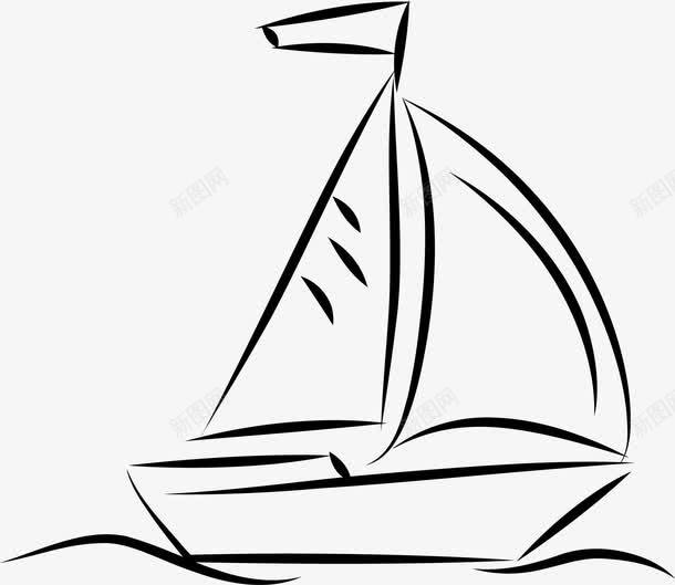 手绘帆船png免抠素材_新图网 https://ixintu.com 儿童简笔画 剪影 卡通帆船 手绘帆船 涂色 线描帆船 线条帆船 黑色