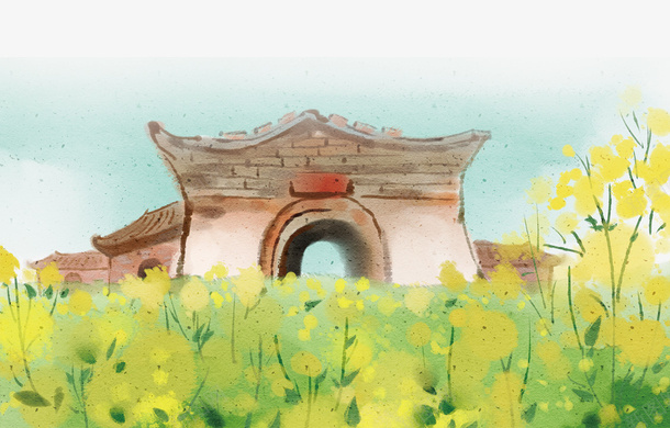 手绘水彩插画春天踏青插图png免抠素材_新图网 https://ixintu.com 手绘 插画 春天踏青 水墨风 水彩 风景插图