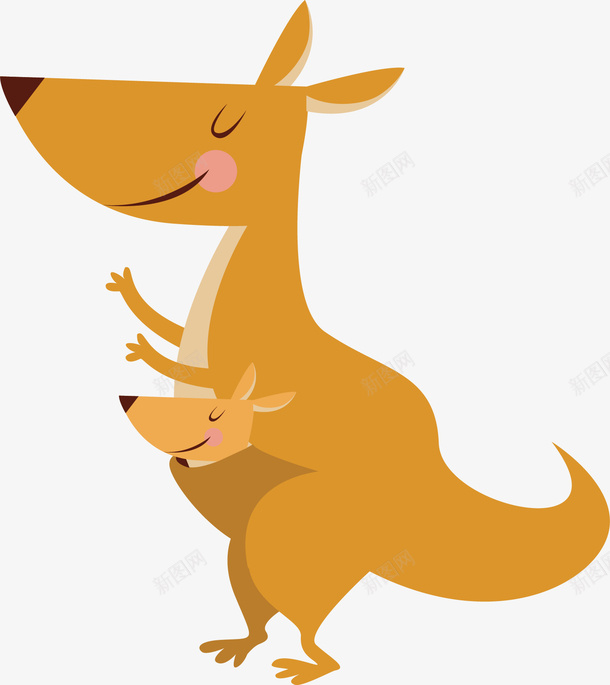 手绘袋鼠png免抠素材_新图网 https://ixintu.com 动物 卡通 可爱 大小 手绘 比大小 袋鼠 黄色