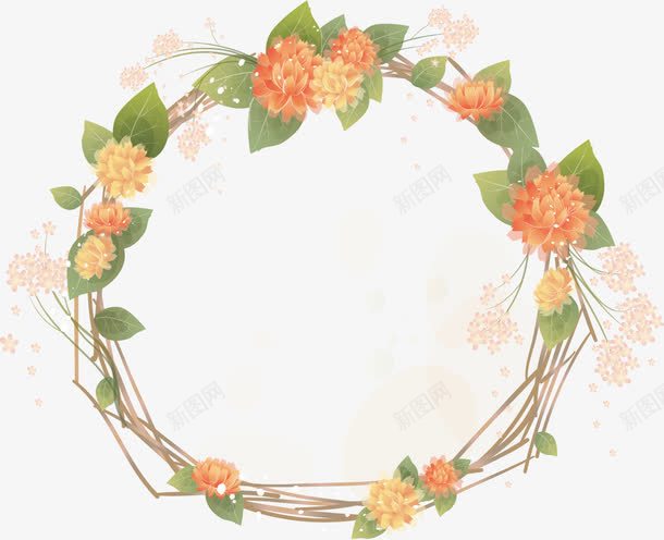 手绘花卉装png免抠素材_新图网 https://ixintu.com 古朴样式 图片 小清新图片 手绘花卉装饰 旅游节海报 欧式装饰 欧式边框 素材 纹样 花纹