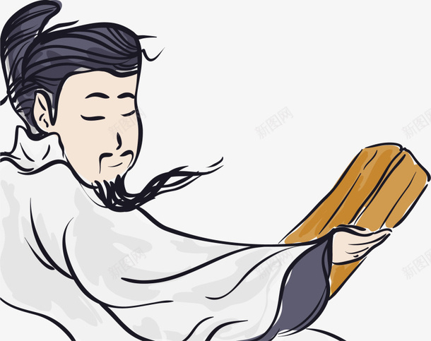 手绘古代文化诗人png免抠素材_新图网 https://ixintu.com 中年男人 古人 古代诗人 手绘诗人 绘画 读书
