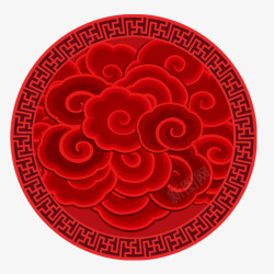 中国风大红色圆形祥云素材