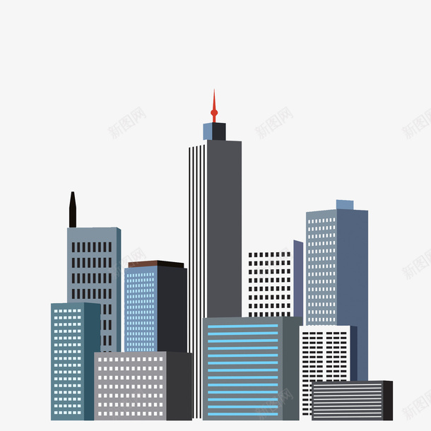 立体尖顶高楼建筑物png免抠素材_新图网 https://ixintu.com 创意 卡通 商务 城市 建筑物 彩色 手绘 立体 简约