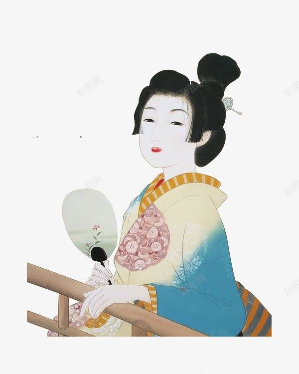 日本日姬画png免抠素材_新图网 https://ixintu.com 人物 和风 日本文化 毛笔绘画