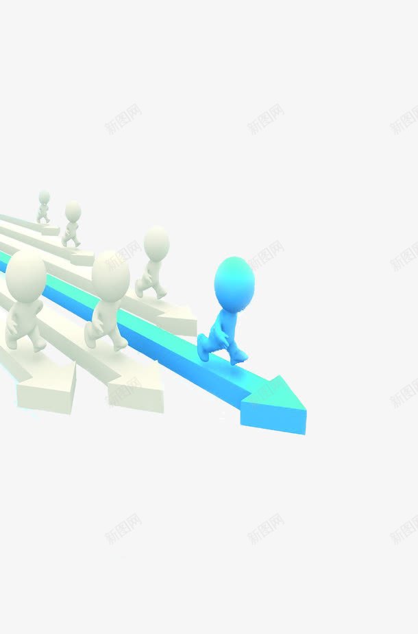 蓝色小人领跑图png免抠素材_新图网 https://ixintu.com 3D PPT背景 业绩示意图 装饰 跑的人