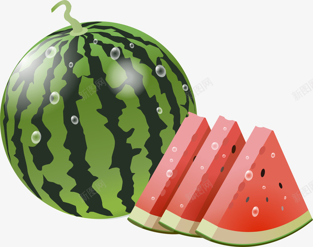 手绘西瓜png免抠素材_新图网 https://ixintu.com AI 卡通 夏天 手绘 水果 红色 绿色 西瓜