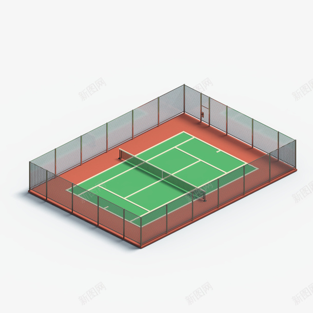 可爱的红色网球场png免抠素材_新图网 https://ixintu.com 可爱 围栏 场地 球场 立体 等轴3D 红色 网状 高清 高端