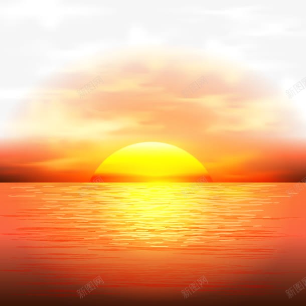 夕阳西下png免抠素材_新图网 https://ixintu.com 云彩 太阳 海上 黄昏