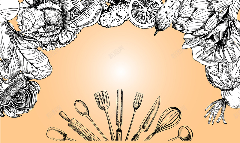 欧式食品广告详情页线描背景jpg设计背景_新图网 https://ixintu.com 宣传册背景 广告背景 欧式背景 矢量背景 线描背景 详情页背景 食物 餐饮背景