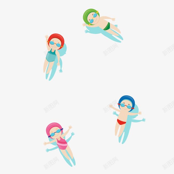 卡通游泳png免抠素材_新图网 https://ixintu.com 仰泳 卡通 小朋友 彩色 惬意 旅游 水里 游泳 眼镜