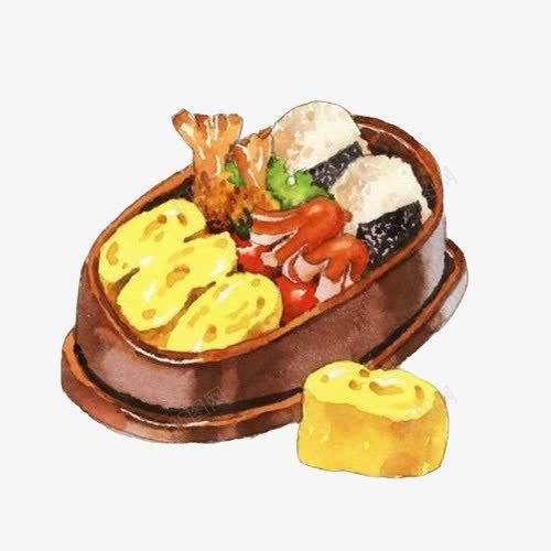便当盒饭手绘画片png免抠素材_新图网 https://ixintu.com 便当盒 便当盒免抠 快餐 手绘便当 手绘便当盒 手绘美食 日式便当 紫菜包饭 虾仁 鸡蛋卷
