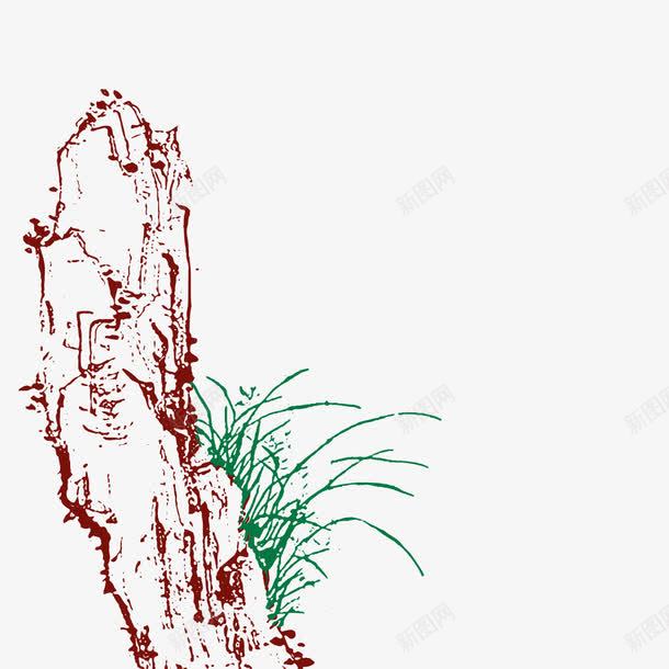 假山png免抠素材_新图网 https://ixintu.com 假山 小草 山水 绿色