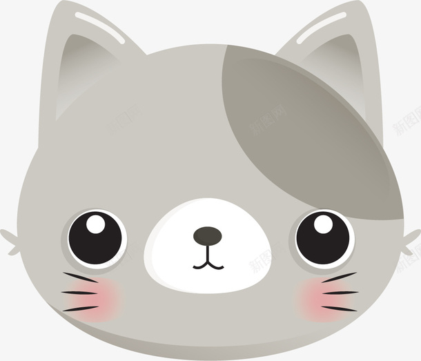 灰色猫咪头像png免抠素材_新图网 https://ixintu.com 动物头像 卡通 可爱 头像 灰色猫咪 矢量图案 装饰