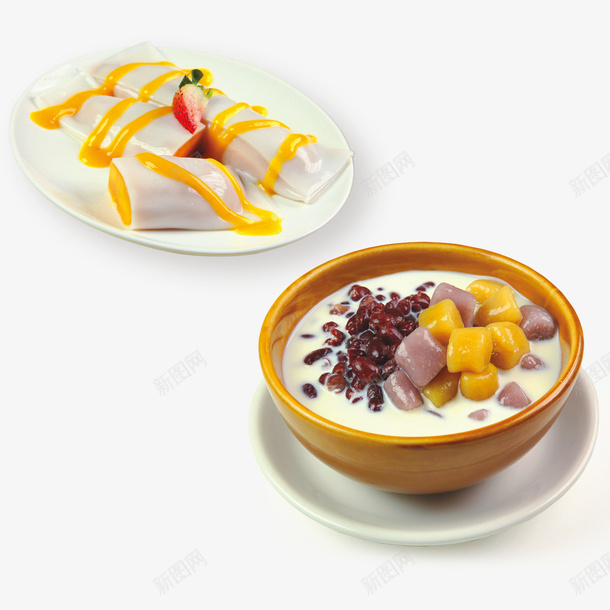 甜品png免抠素材_新图网 https://ixintu.com 彩色豆花 甜品 素材 芋圆 豆花